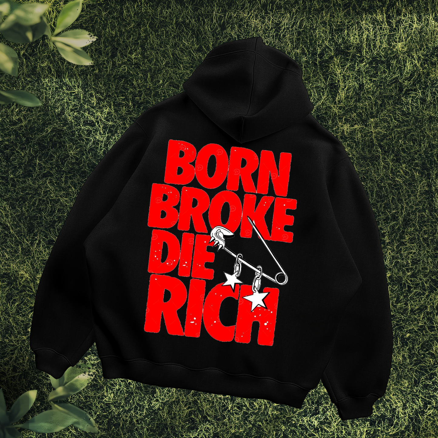 DIE RICH OVERSIZED BLACK HOODIE